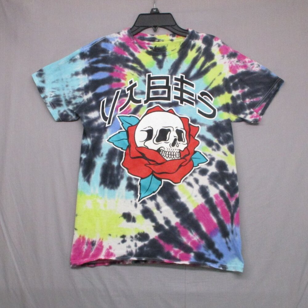 Vibes Graphic Print Rose Skull Tie Dye Multi-color Black Women Size | S